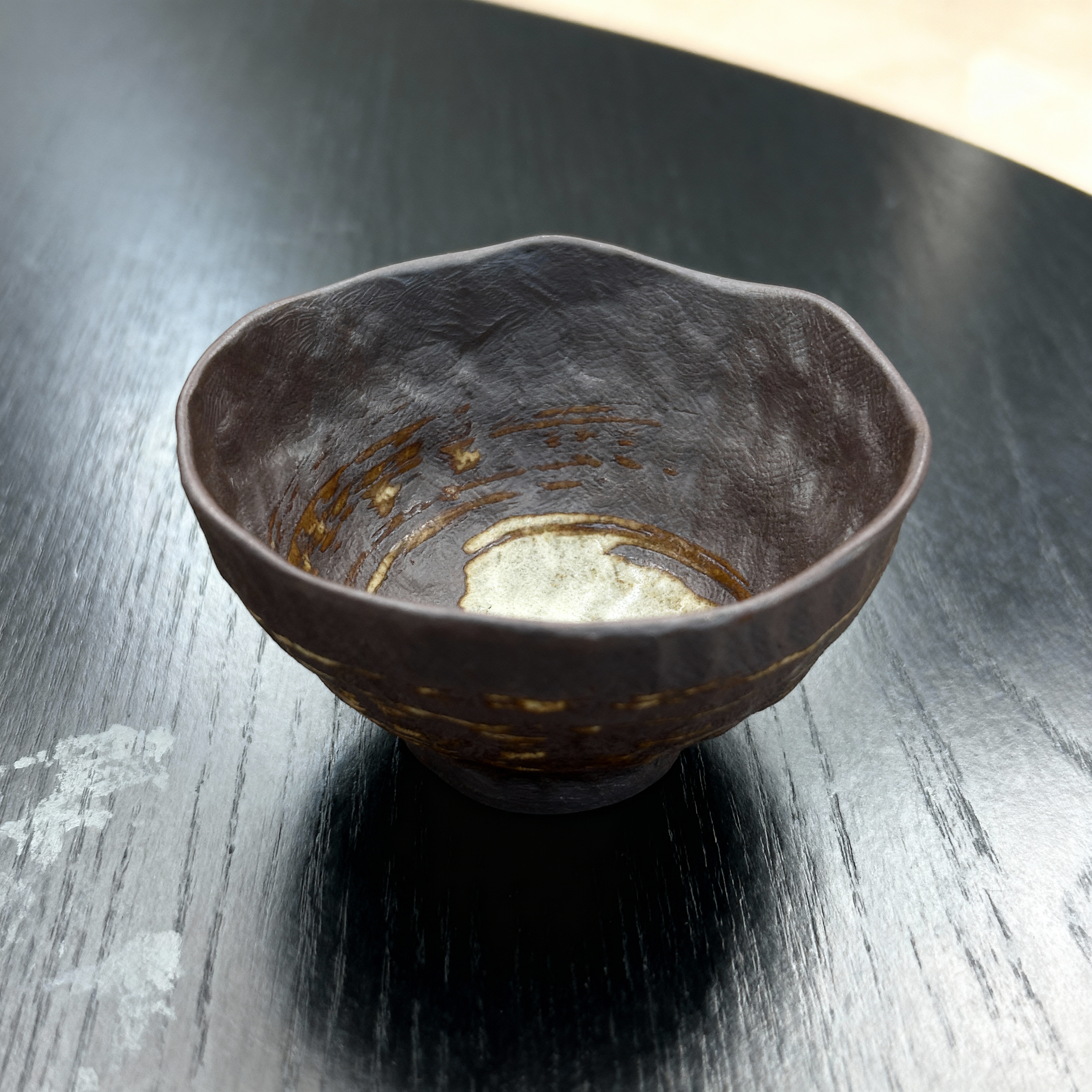 丸茶碗65 焼き〆白ハケ目