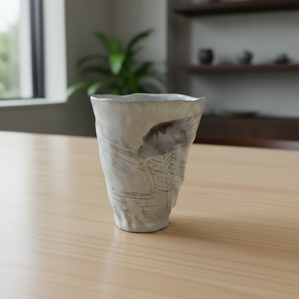 フリーカップ（大）乳白色ごすハケ目