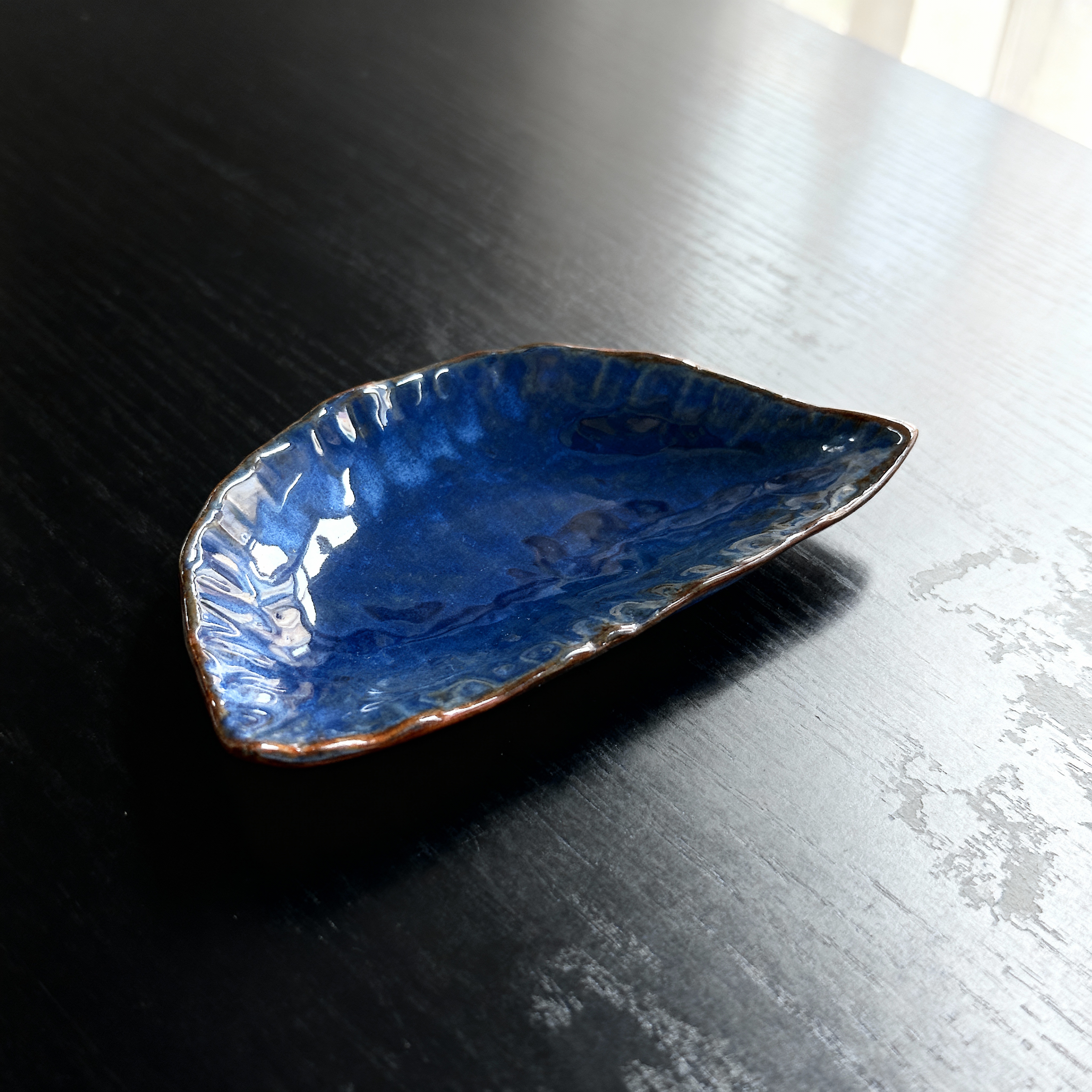半月皿　コバルト